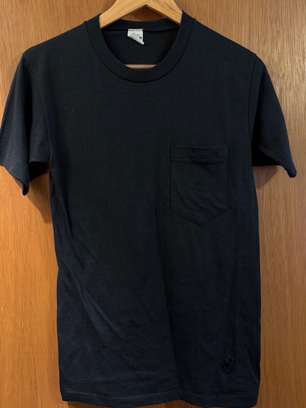 Men's Small Vintage Black Pocket Tee